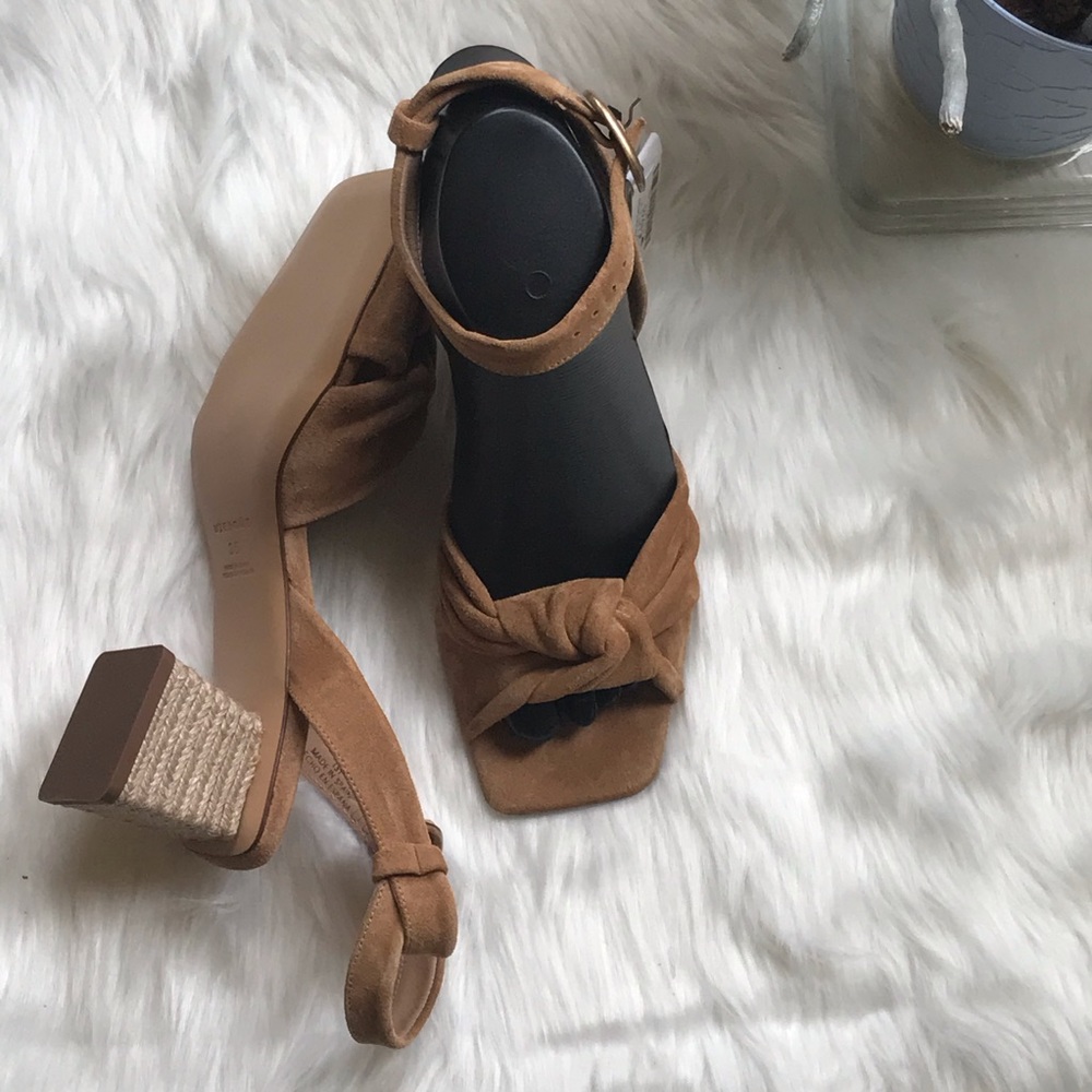 Sz 5 U..S. | ZARA UTERQUE | Tan Block Heel / Vamp Knot Sandals 💋 - Picture 7 of 10